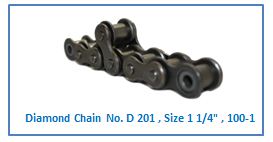 Diamond Chain No. D 201 , Size 1 1.4 , 100-1 .