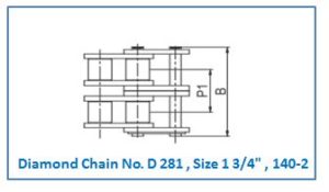 Diamond Chain No. D 281 , Size 1 3.4 , 140-2.