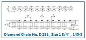 Diamond Chain No. D 281 , Size 1 3.4 , 140-3
