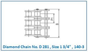 Diamond Chain No. D 281 , Size 1 3.4 , 140-3.
