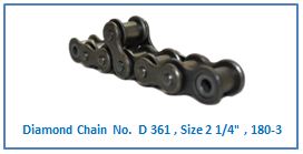 Diamond Chain No. D 361 , Size 2 1.4 , 180-3 .