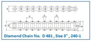 Diamond Chain No. D 481 , Size 3 , 240-1