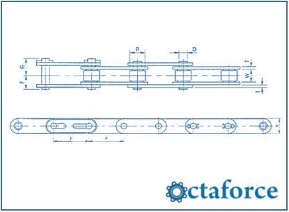 Nickel Plated Double Pitch Roller Chains – C Type