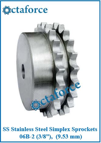 SS Stainless Steel Simplex Sprockets 06B-2 (3/8”), (9.53 mm)