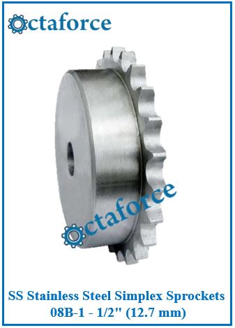SS Stainless Steel Simplex Sprockets 08B-1 - 1/2" (12.7 mm)