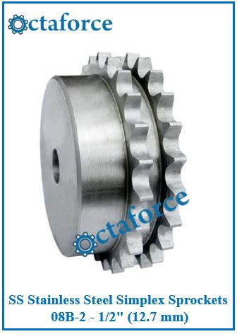 SS Stainless Steel Simplex Sprockets 08B-2 - 1/2" (12.7 mm)