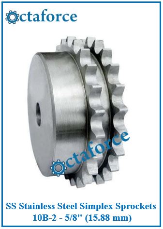 SS Stainless Steel Simplex Sprockets 10B-2 - 5/8" (15.88 mm)