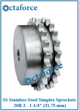 SS Stainless Steel Simplex Sprockets 20B-2 - 1-1/4" (31.75 mm)