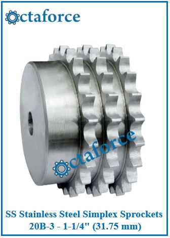SS Stainless Steel Simplex Sprockets 20B-3 - 1-1/4" (31.75 mm)