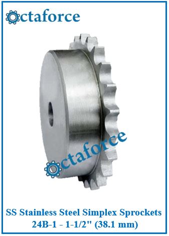 SS Stainless Steel Simplex Sprockets 24B-1 - 1-1/2" (38.1 mm)