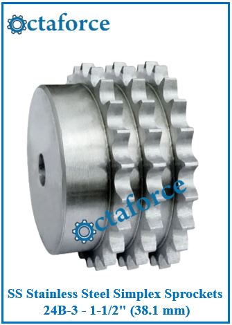 SS Stainless Steel Simplex Sprockets 24B-3 - 1-1/2" (38.1 mm)