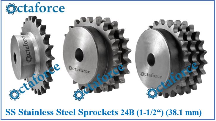 SS Stainless Steel Sprockets 24B (1-1/2“), (38.1 mm) in Simplex, Duplex & Triplex