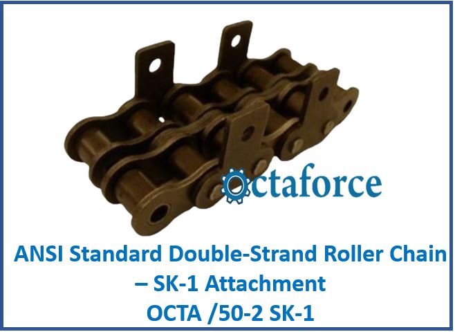 OCTA /50-2 SK-1 ANSI Standard Double-Strand Roller Chain – SK-1 Attachment