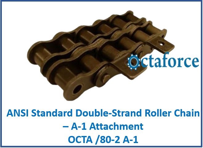 OCTA/80-2 A-1 ANSI Standard Double-Strand Roller Chain – A-1 Attachment