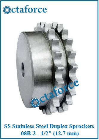 SS Stainless Steel Duplex Sprockets 08B-2 - 1/2" (12.7 mm)