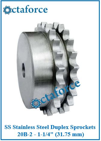SS Stainless Steel Duplex Sprockets 20B-2 - 1-1/4" (31.75 mm)