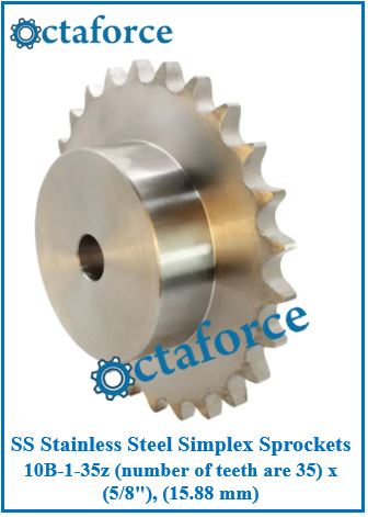 SS Stainless Steel Simplex Sprockets 10B-1-35z (number of teeth are 35) x (5/8"), (15.88 mm)